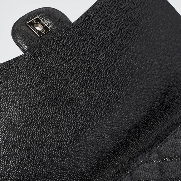 CHANEL Black Quilted Caviar Leather Maxi Classic Single Flap Bag - Picture 6 of 8